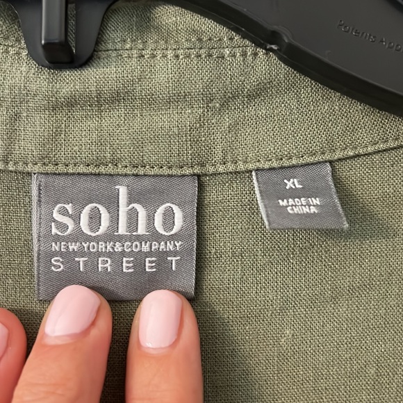 Soho New York Women’s Olive Linen Romper Shorts. Size XL. Beachy, Boho. - Picture 2 of 6